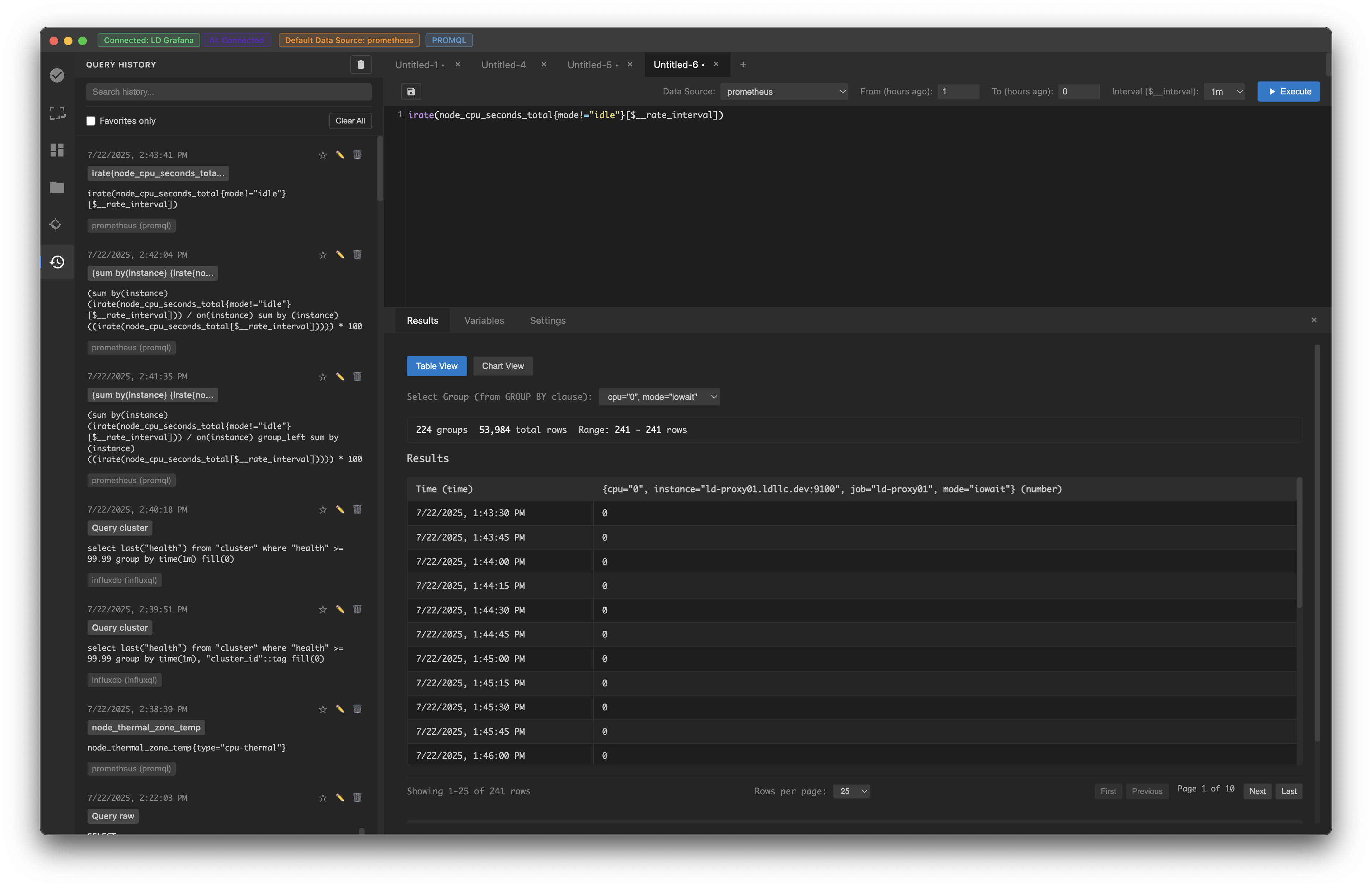 Query History - Track and manage your time series queries